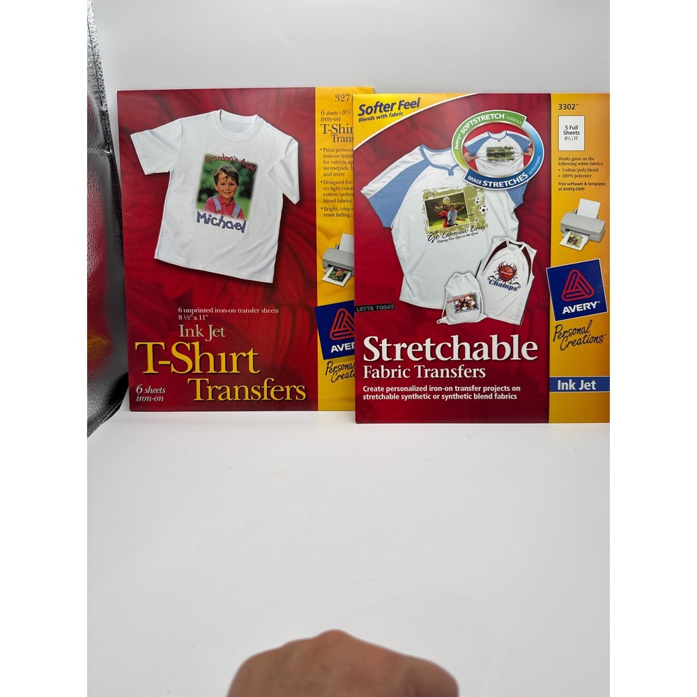 Avery Ink Jet T-Shirt Fabric Transfers 3271 3302 Stretchable Iron On 11 Sheets